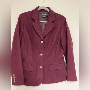Women's Burgundy Blazer by Eddie Bauer Wool blazer M